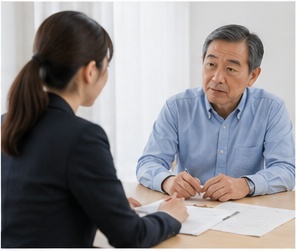 担当者へ相続不動産について相談する様子(イメージ)